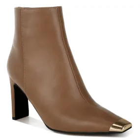 Metallic Cap Toe Faux Leather Boots