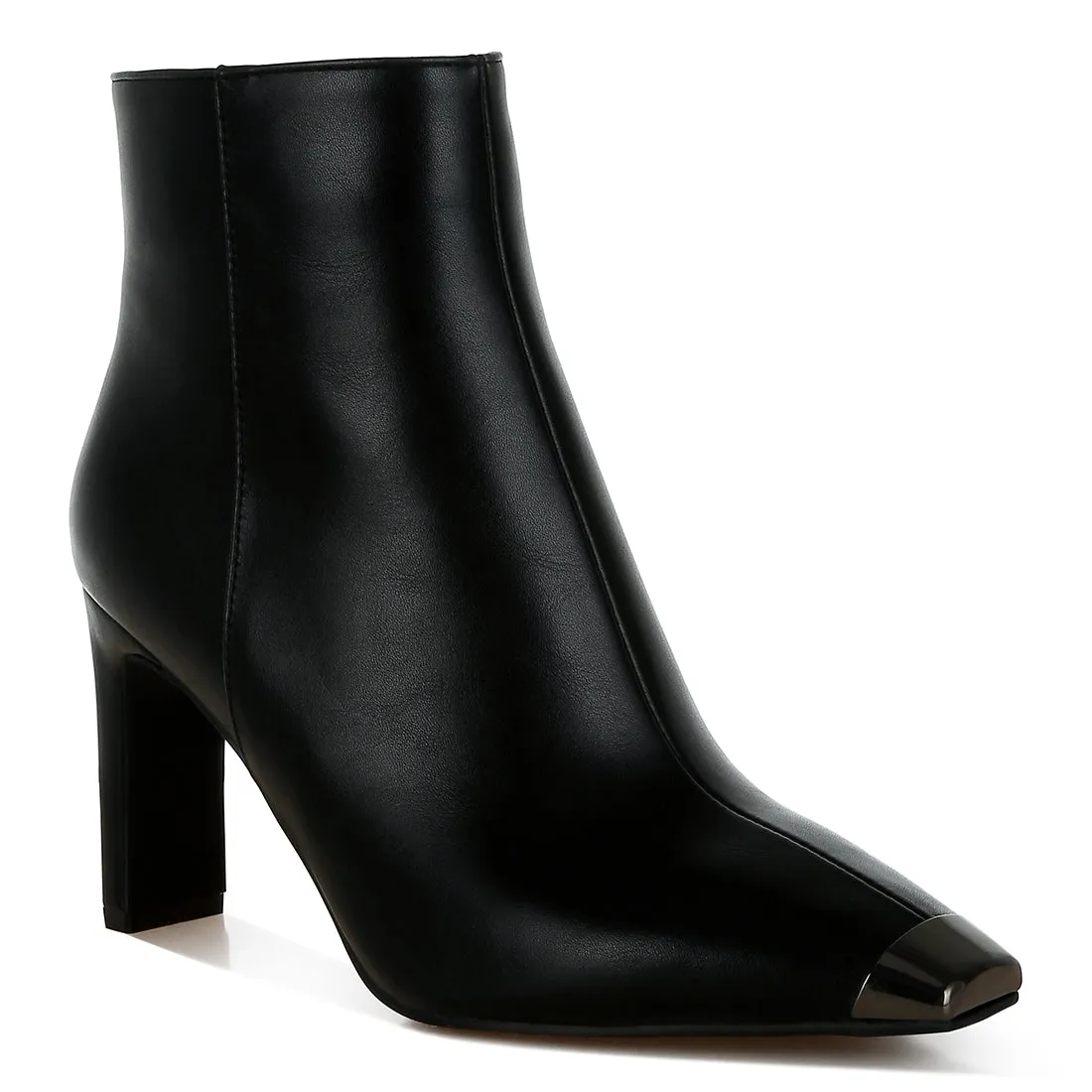 Metallic Cap Toe Faux Leather Boots
