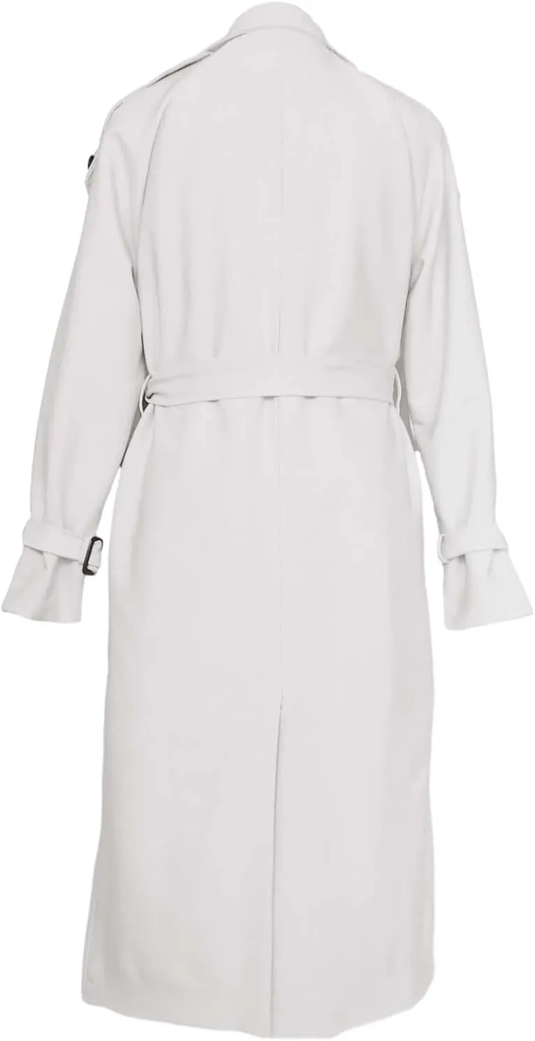 Miyaomn Women Double Breasted Long Trench Coat Windproof Classic Autumn Notched Lapel Belted Long Sleeve Slim Jacket Overcoat