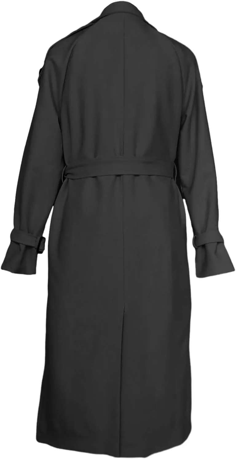 Miyaomn Women Double Breasted Long Trench Coat Windproof Classic Autumn Notched Lapel Belted Long Sleeve Slim Jacket Overcoat