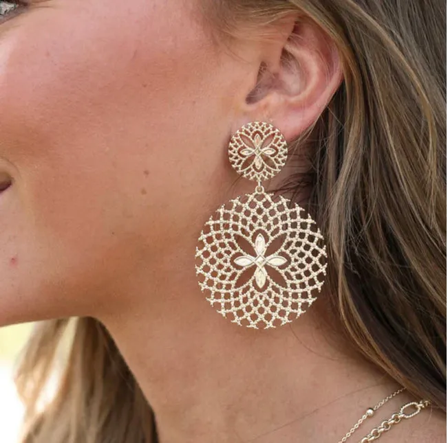 Natalie Wood Sunburst Statement Earrings in Gold