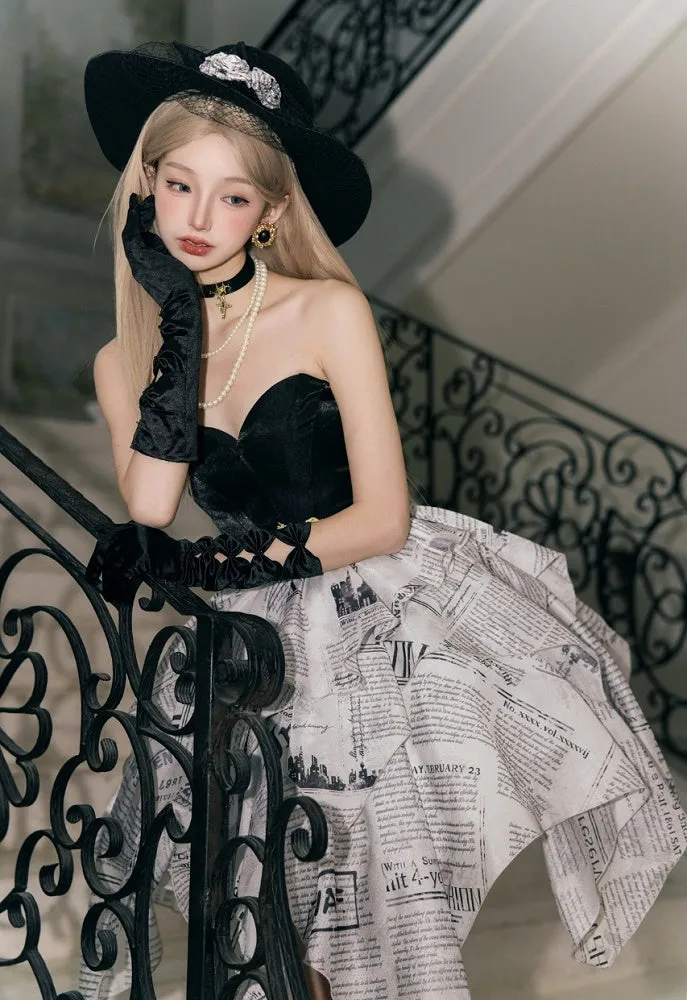 Newspaper Layered Handkerchief Skirt Elegant Dress Lolita Jumper Skirt
