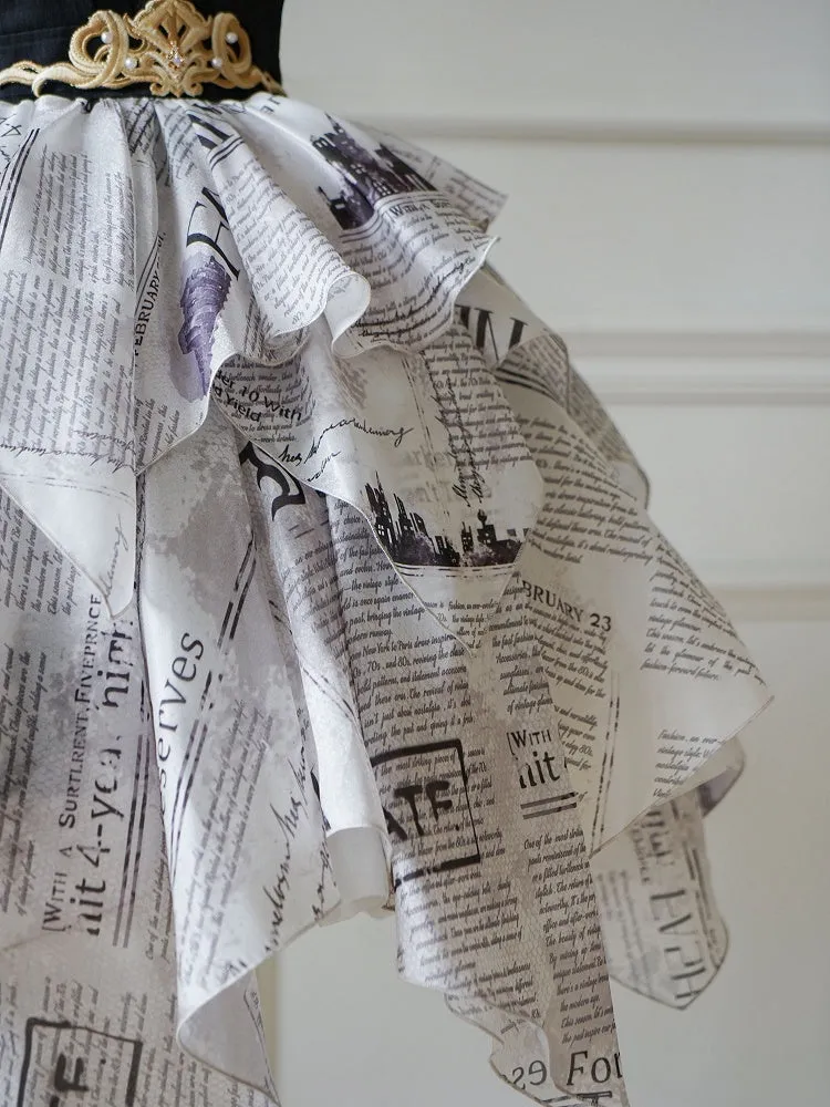 Newspaper Layered Handkerchief Skirt Elegant Dress Lolita Jumper Skirt