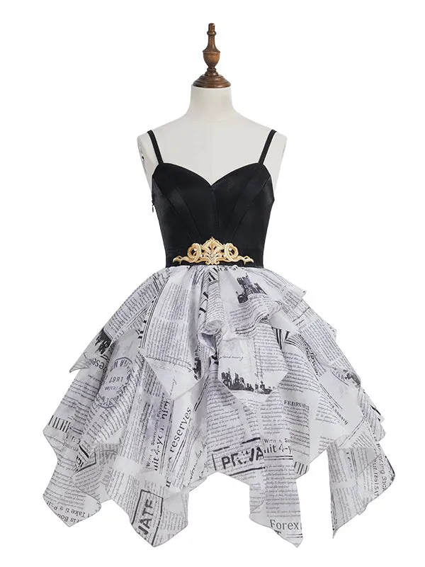 Newspaper Layered Handkerchief Skirt Elegant Dress Lolita Jumper Skirt
