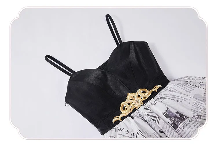 Newspaper Layered Handkerchief Skirt Elegant Dress Lolita Jumper Skirt