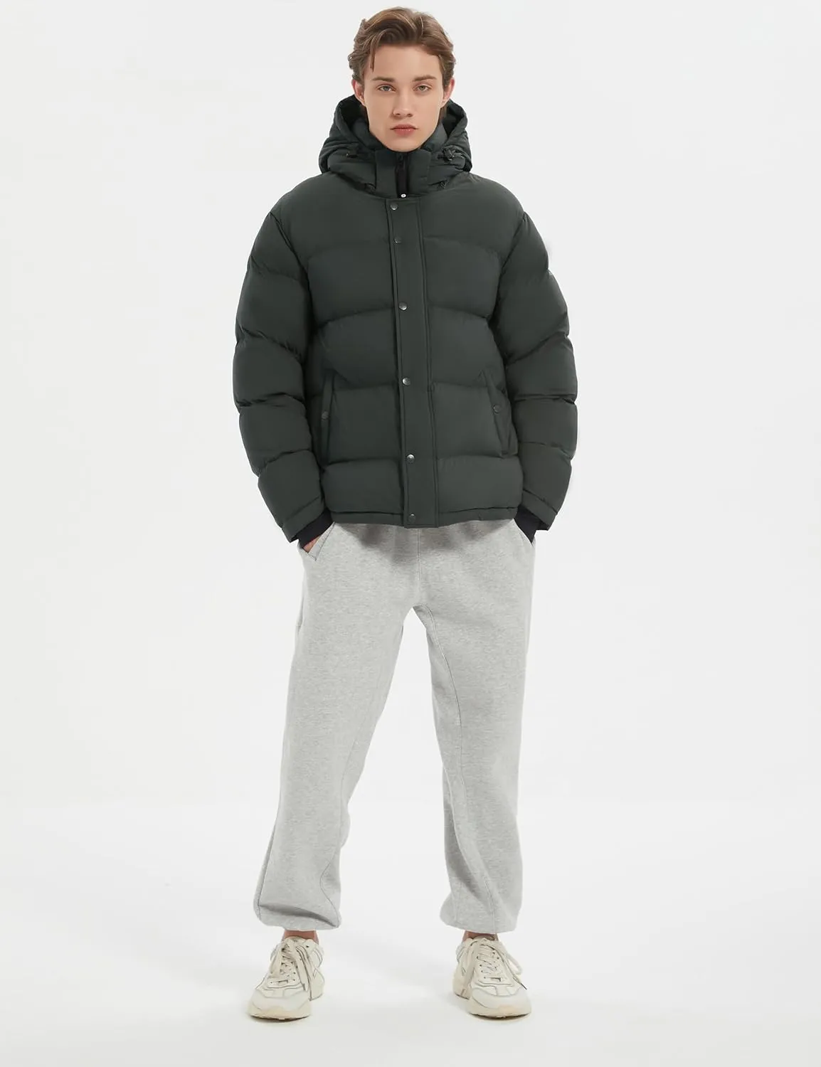 Orolay Men's Puffer Down Jacket with Detachable Hood Versatile Quilted Thicken Winter Jacket