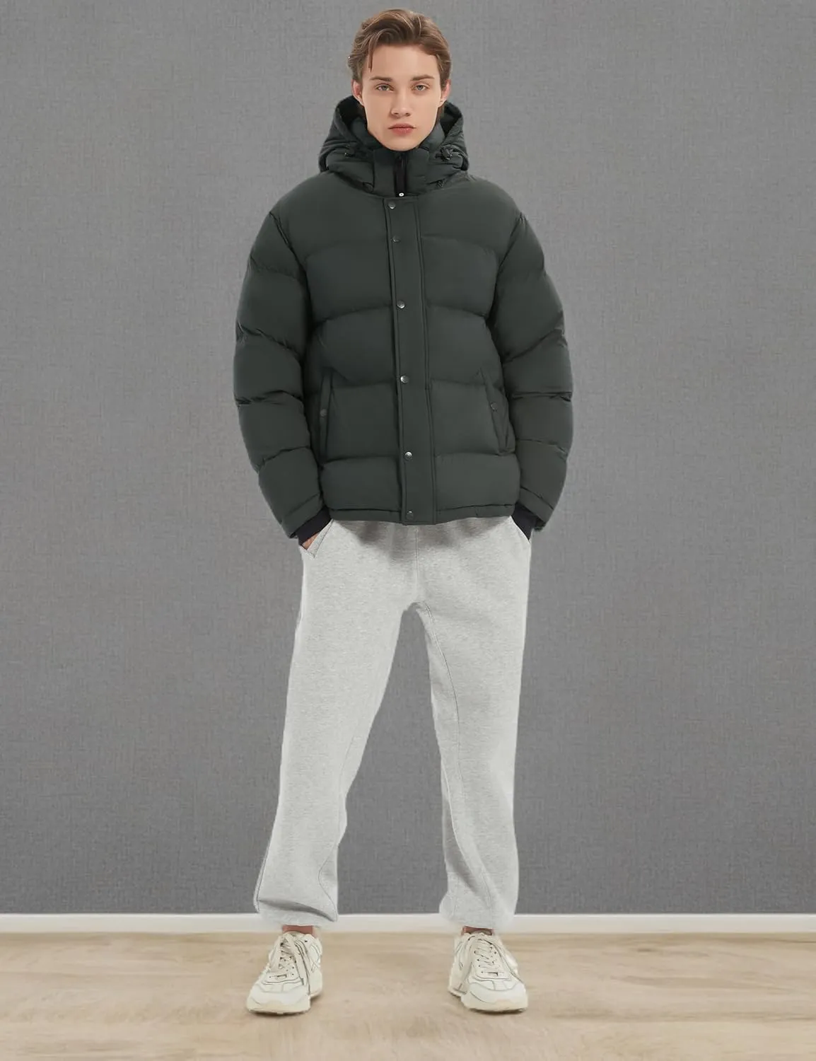 Orolay Men's Puffer Down Jacket with Detachable Hood Versatile Quilted Thicken Winter Jacket