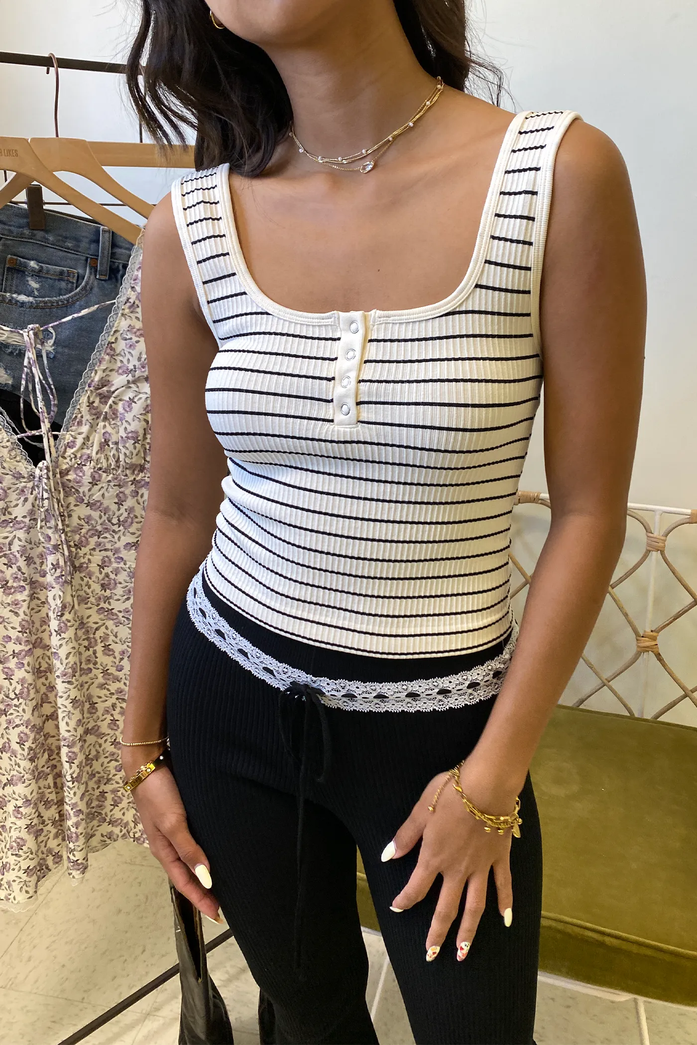 Ribbed Button Tank