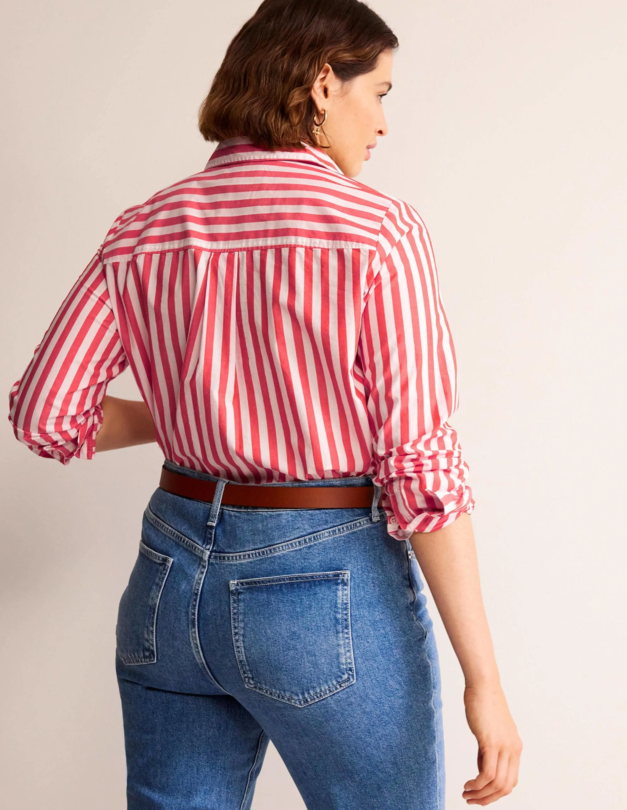 Sienna Cotton Shirt-Bright Red Stripe