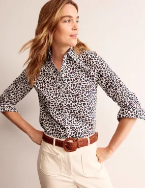 Sienna Cotton Shirt-Cognac, Leopard Stamp