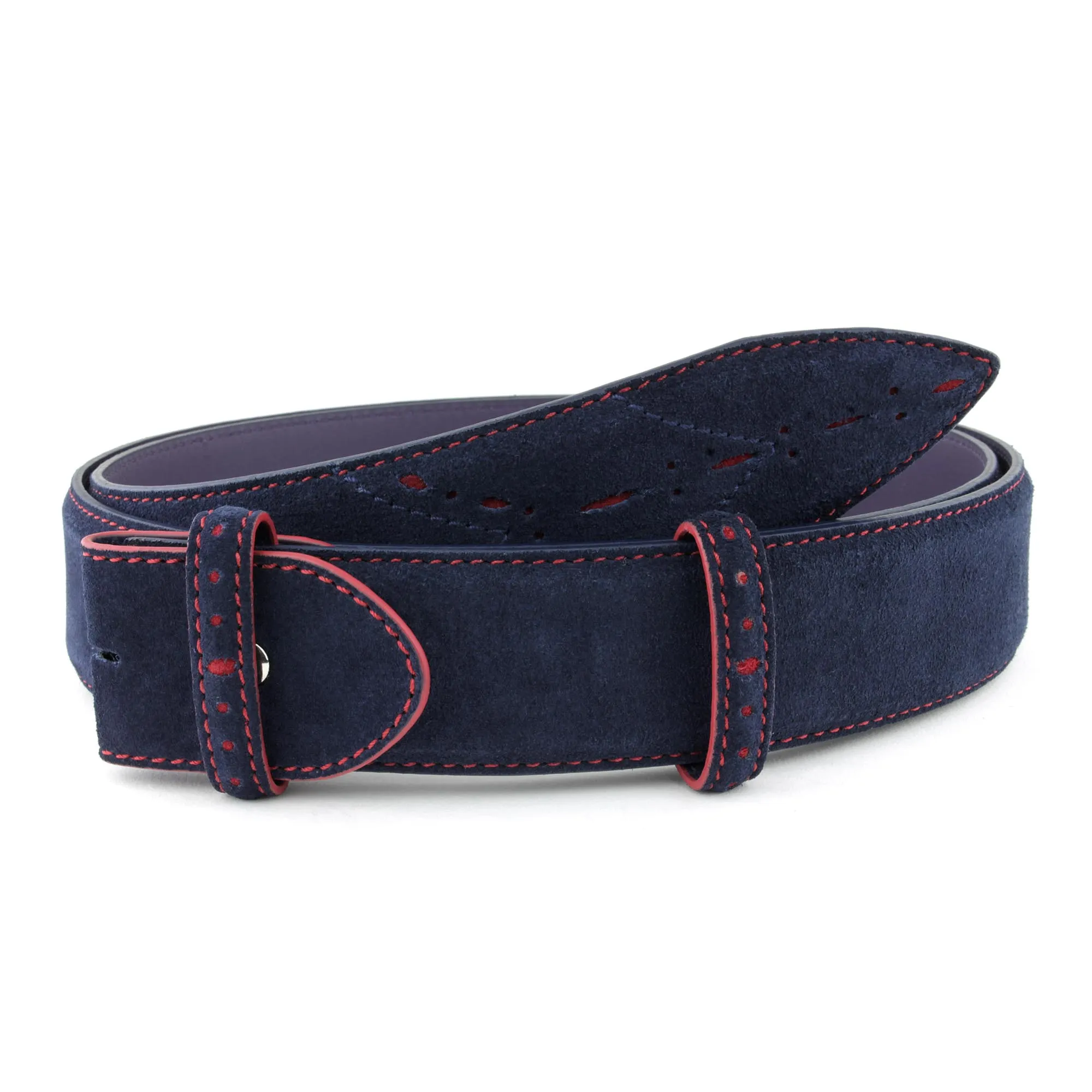 Sinatra Suede Perforated Contrast Belt Strap