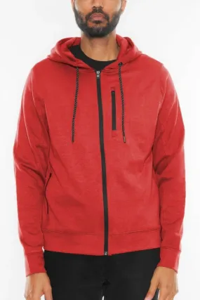 Solid Heathered Zip Up Jacket