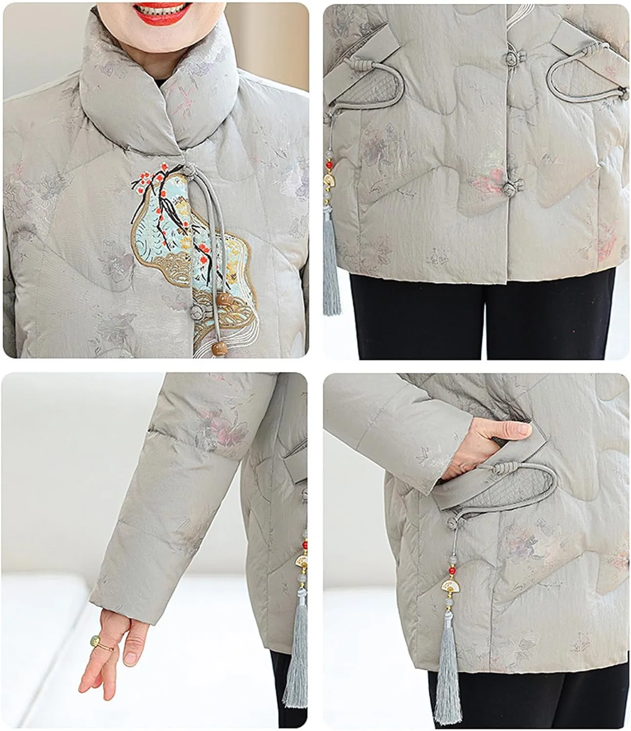Stand-up Collar Puffer Jacket Middle-aged Mother Insulated Down Coat Fashionable and Versatile