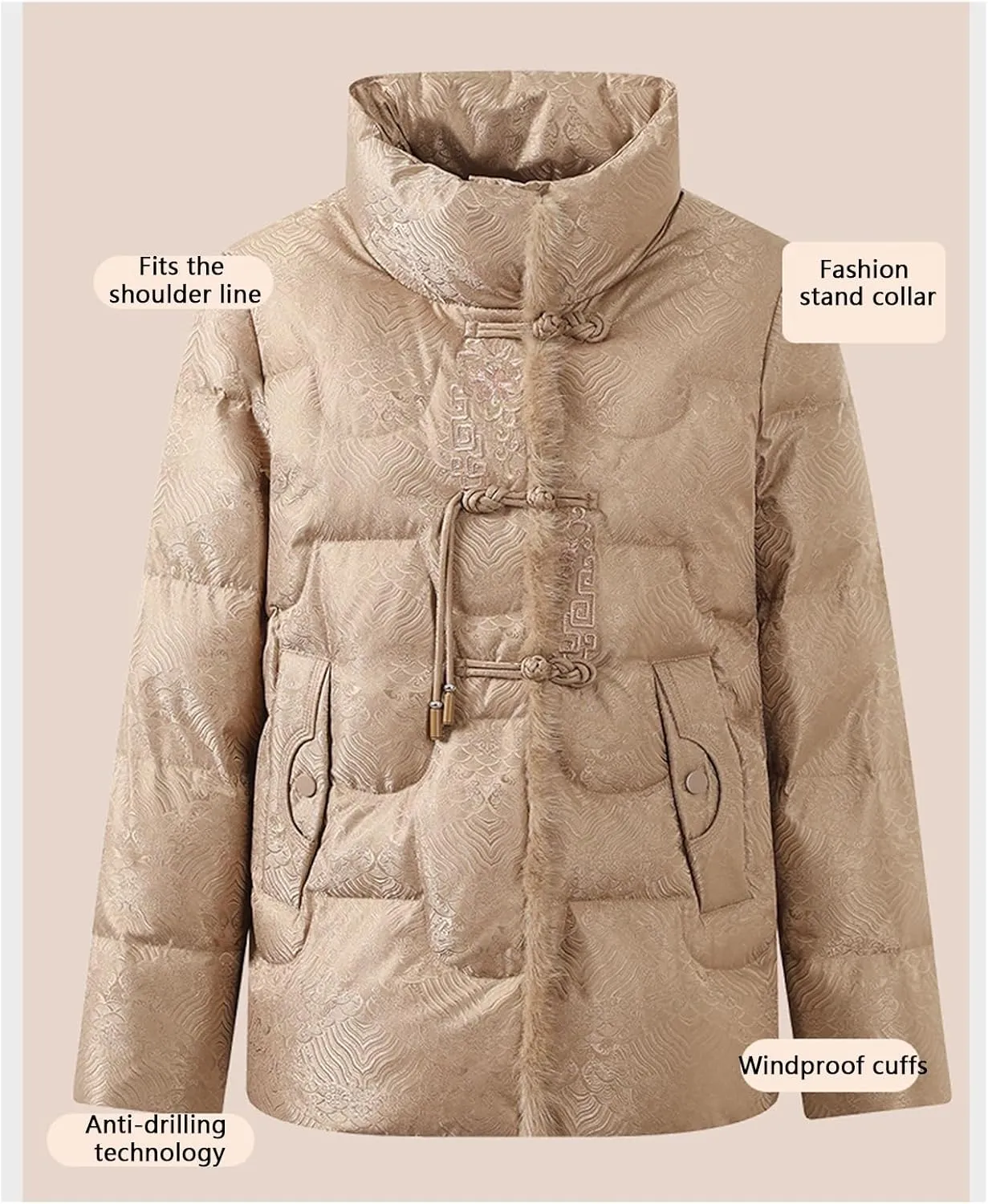 Stand-up Collar Puffer Jacket Middle-aged Mother Insulated Down Coat Fashionable and Versatile