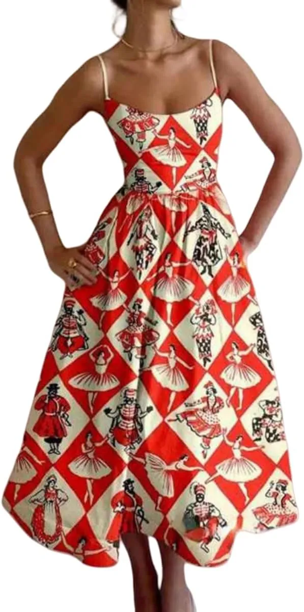 Summer Maxi Dress for Women 2025 Casual Boho Sleeveless Spaghetti Strap Smocked Tiered Long Sun Dresses