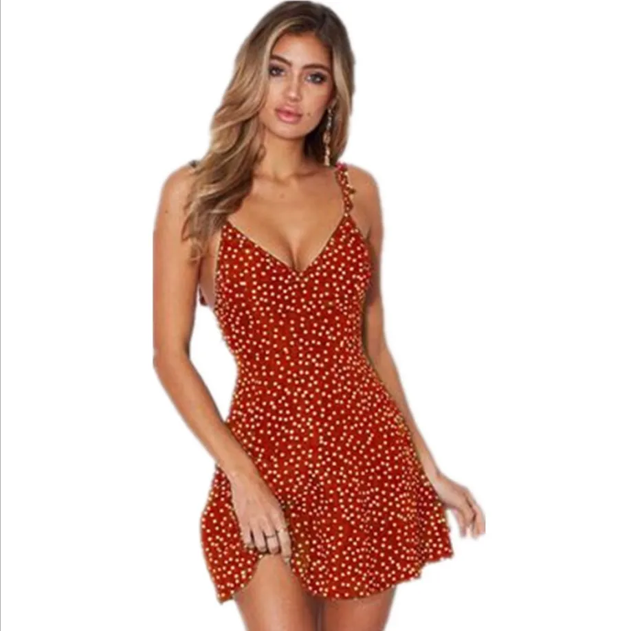 SunSway Strappy Polka Sundress - Beach Sundress