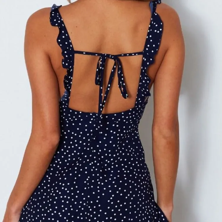 SunSway Strappy Polka Sundress - Beach Sundress