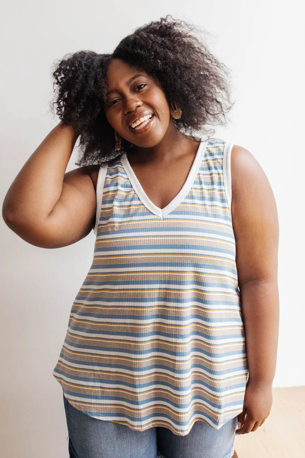 Teeny Striped Swing Tank in Blue
