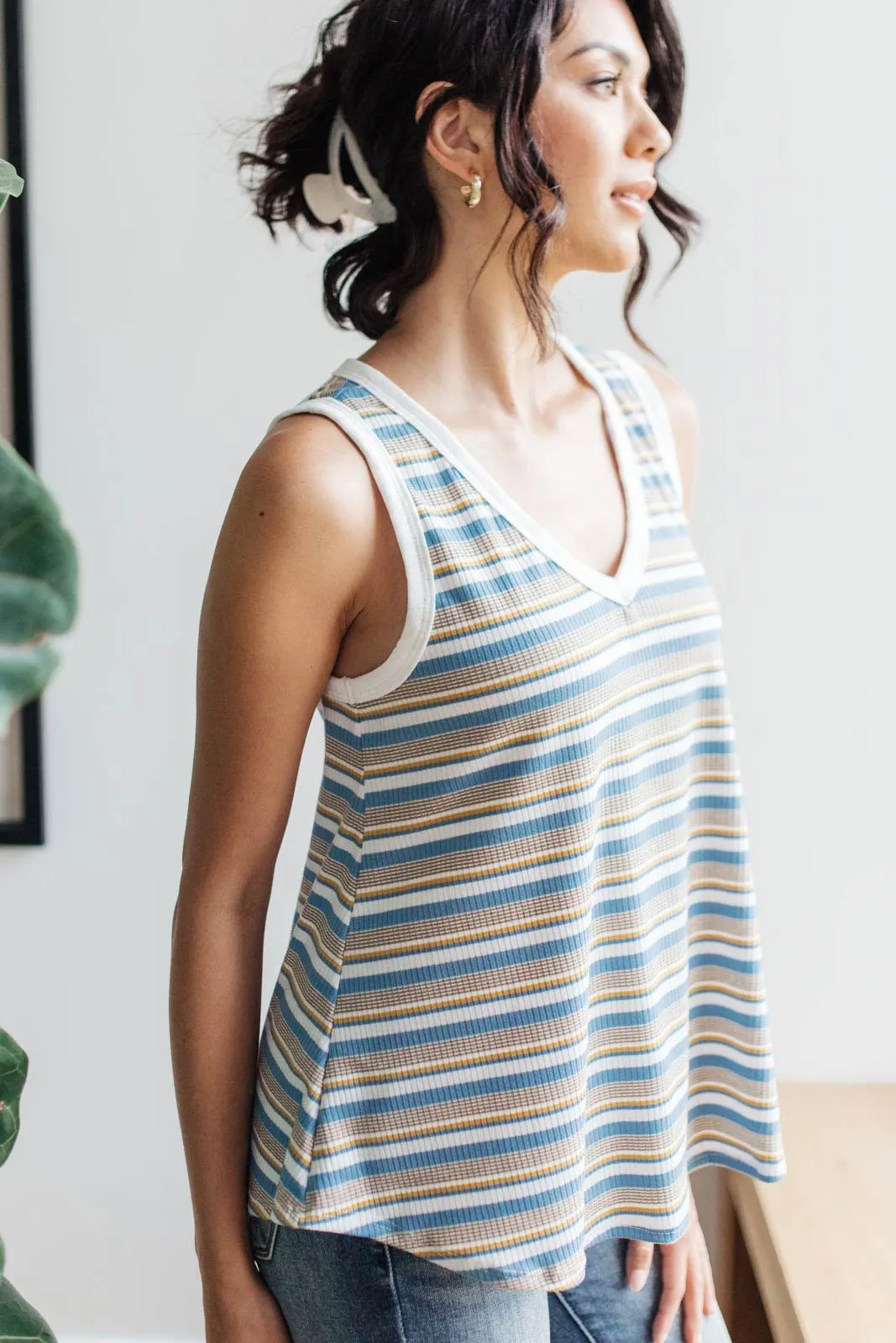 Teeny Striped Swing Tank in Blue