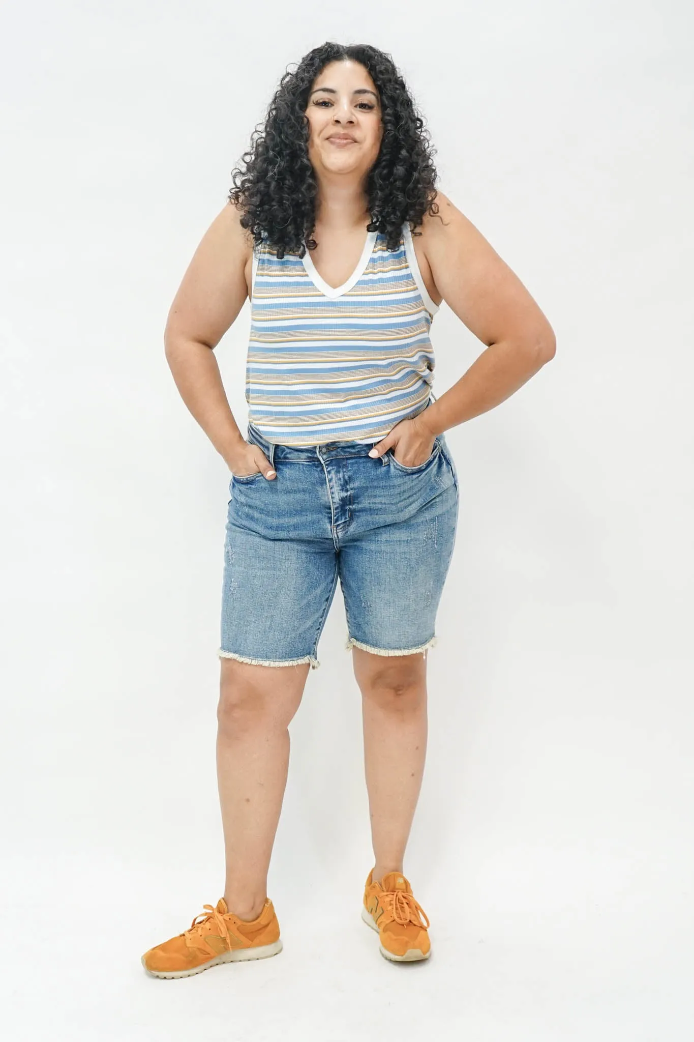 Teeny Striped Swing Tank in Blue