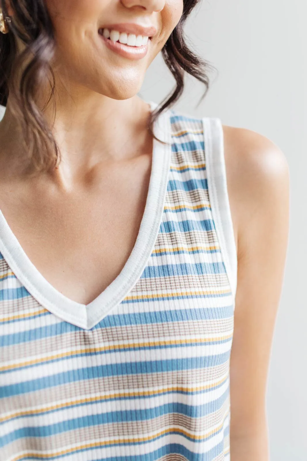 Teeny Striped Swing Tank in Blue