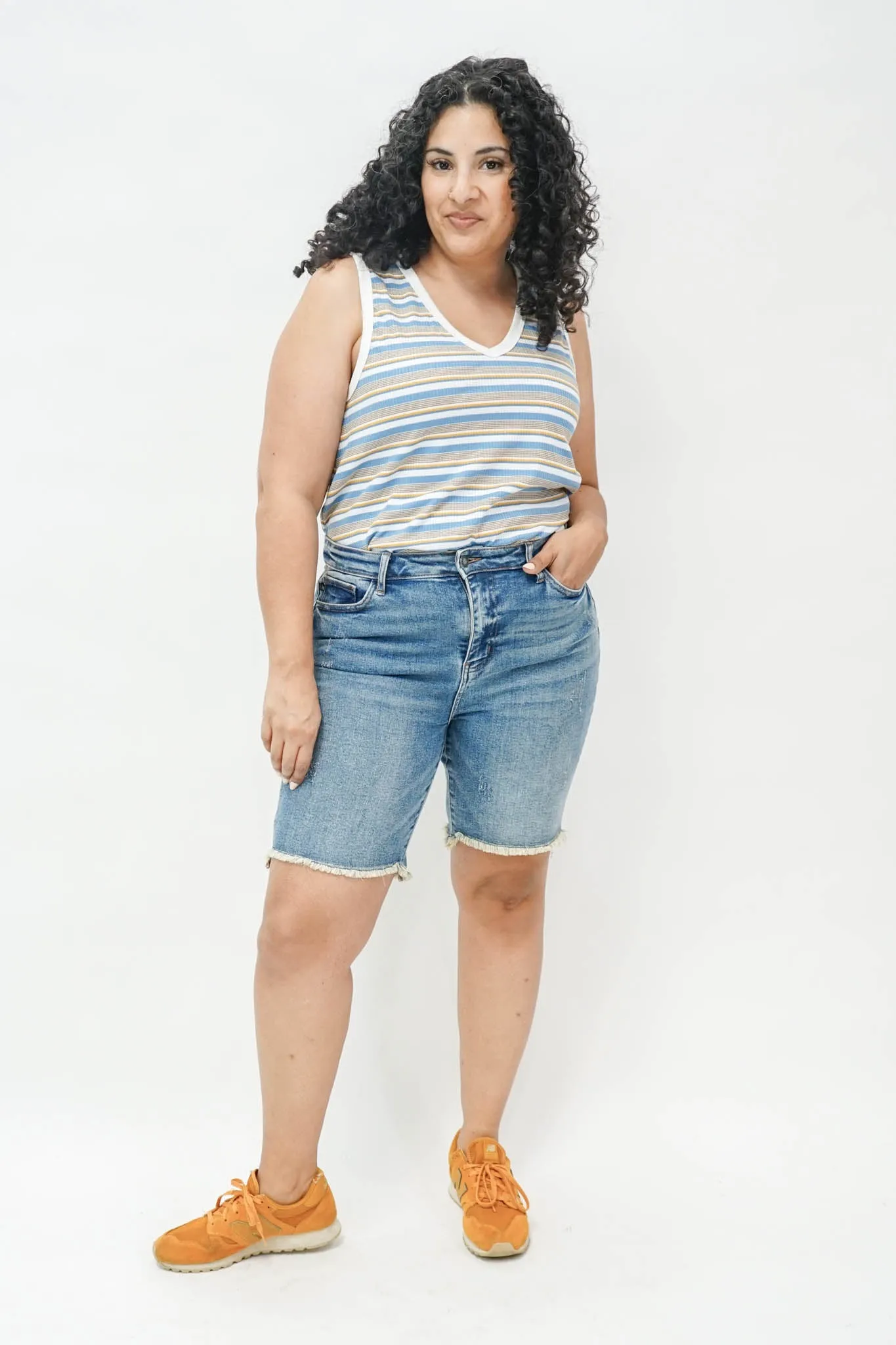Teeny Striped Swing Tank in Blue