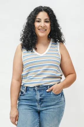 Teeny Striped Swing Tank in Blue