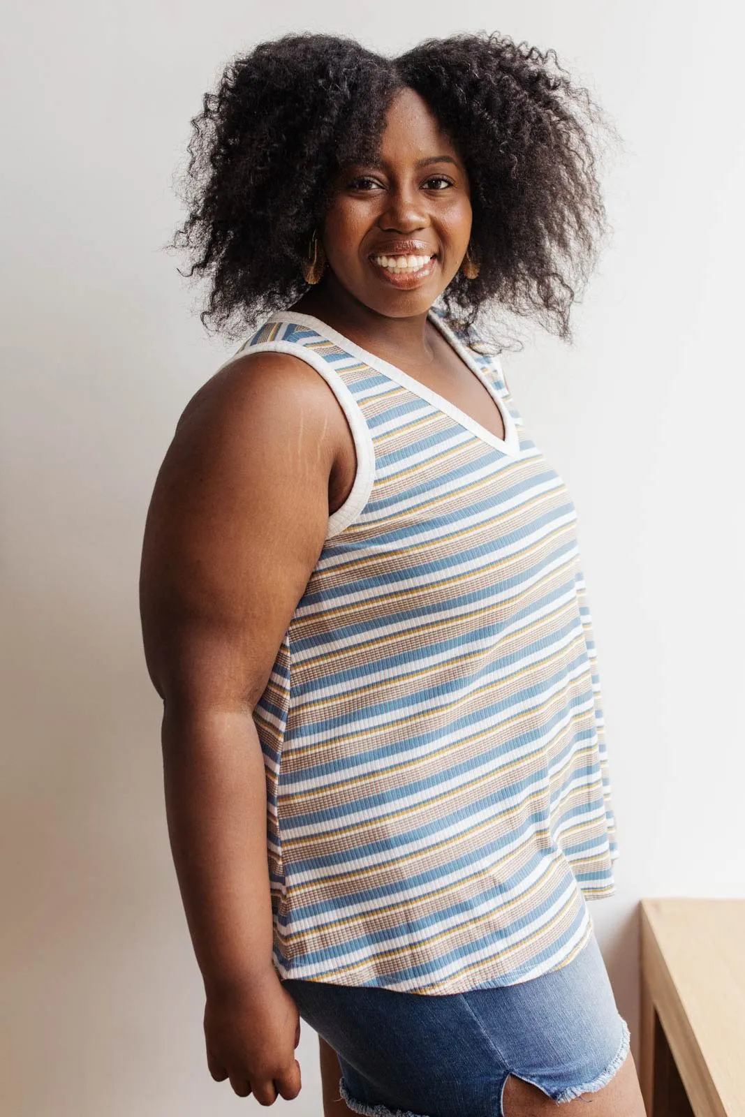 Teeny Striped Swing Tank in Blue