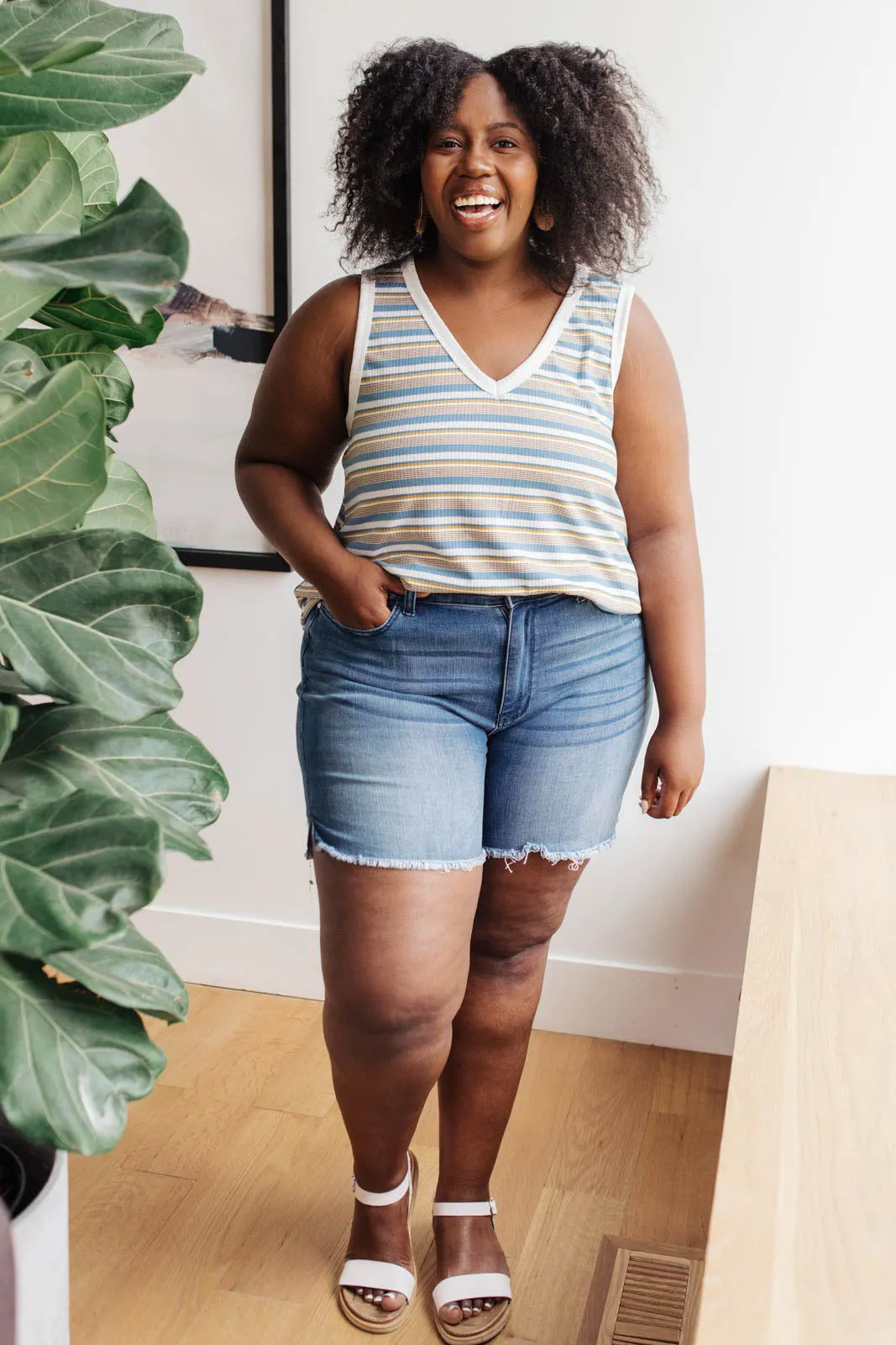 Teeny Striped Swing Tank in Blue