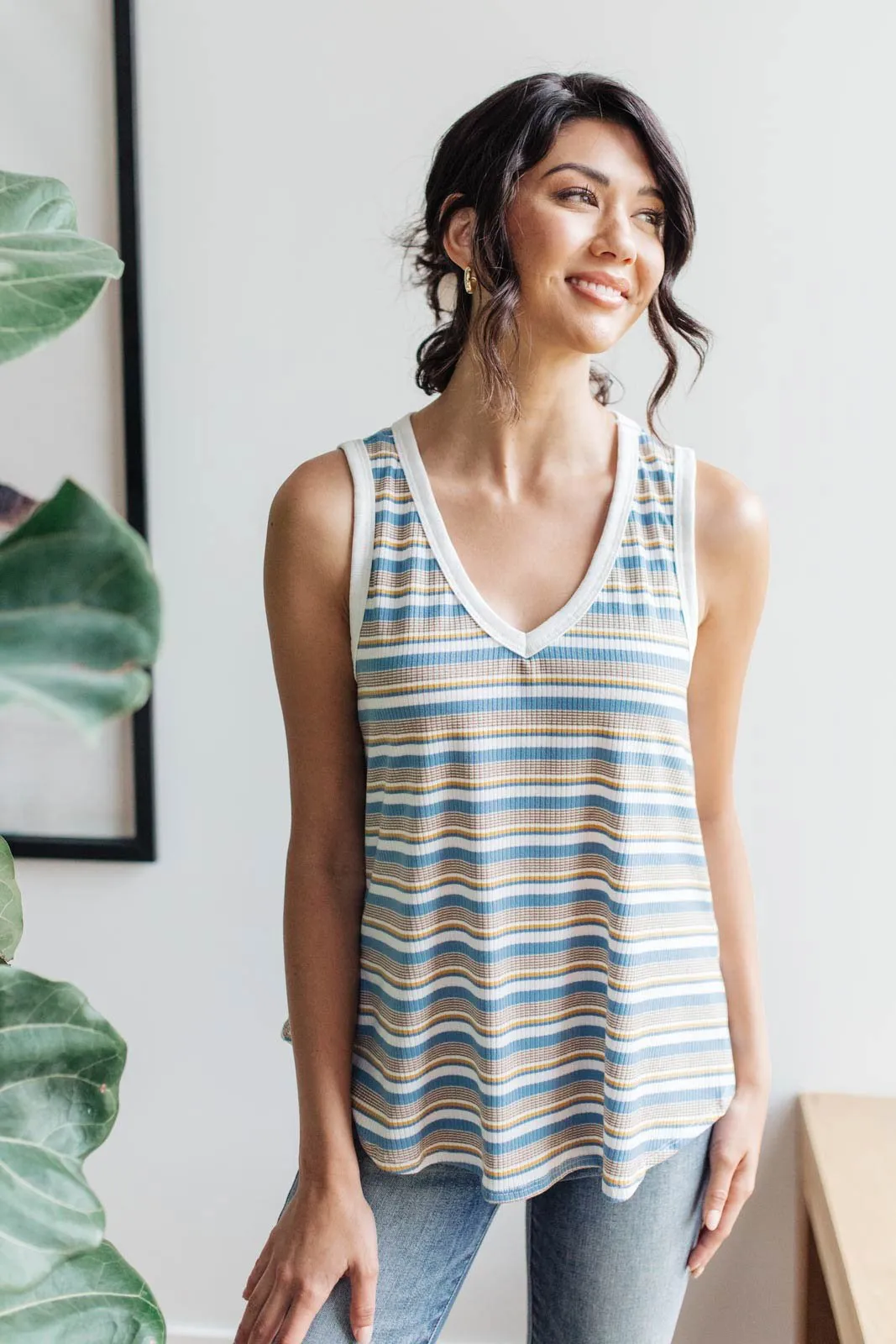 Teeny Striped Swing Tank in Blue