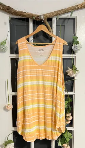 Torrid Peach and Yellow Striped Tank 6X