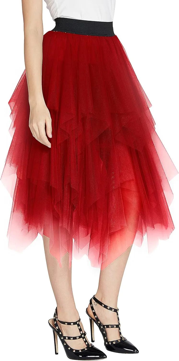 Urban CoCo Women's Sheer Tutu Skirt Tulle Mesh Layered Midi Skirt