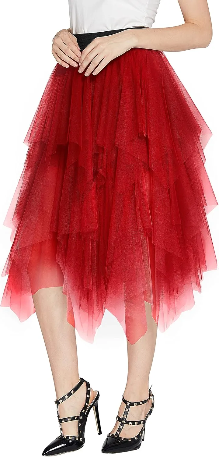 Urban CoCo Women's Sheer Tutu Skirt Tulle Mesh Layered Midi Skirt