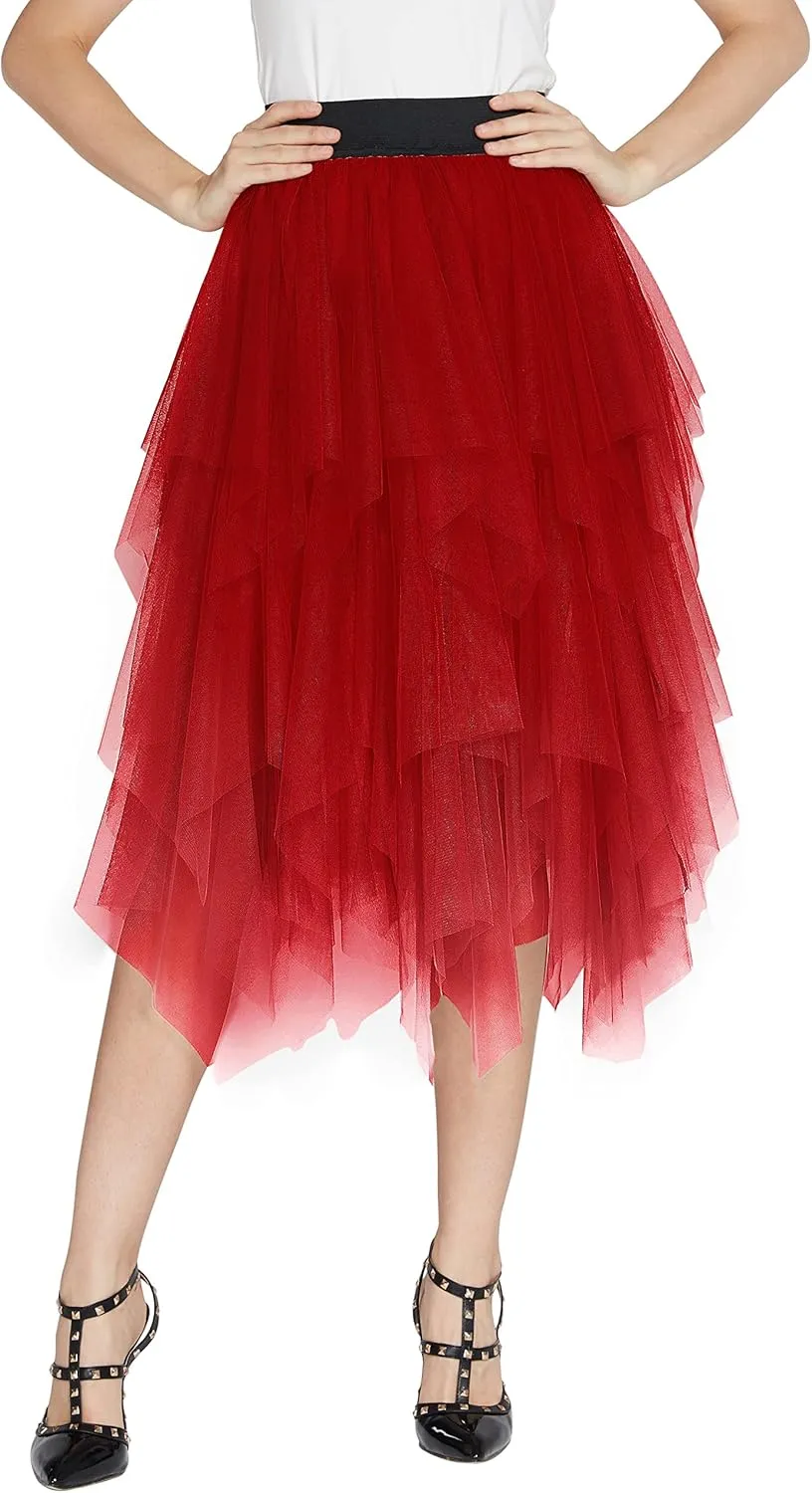 Urban CoCo Women's Sheer Tutu Skirt Tulle Mesh Layered Midi Skirt