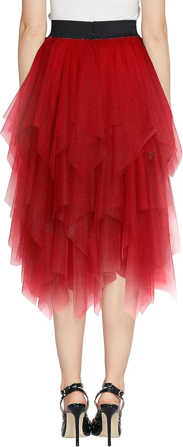 Urban CoCo Women's Sheer Tutu Skirt Tulle Mesh Layered Midi Skirt
