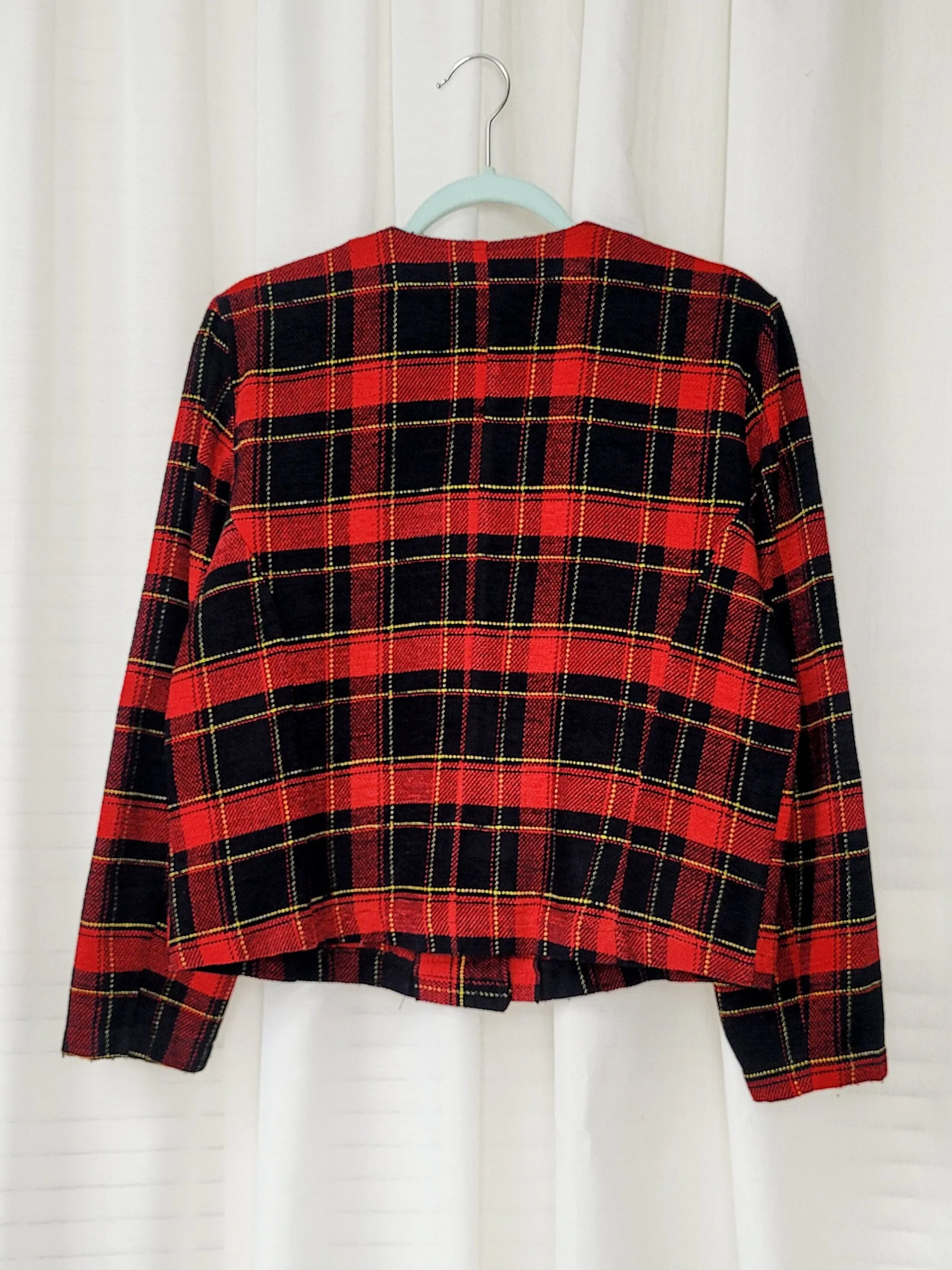 Vintage 90s red & black minimalist tartan blazer jacket