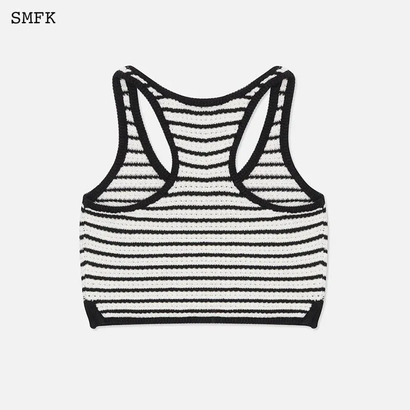 Vintage School Striped Knit Vest White