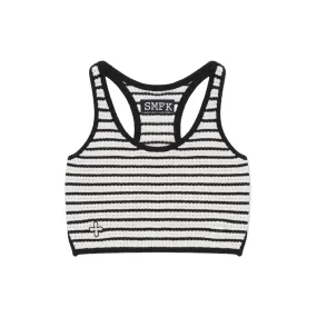 Vintage School Striped Knit Vest White