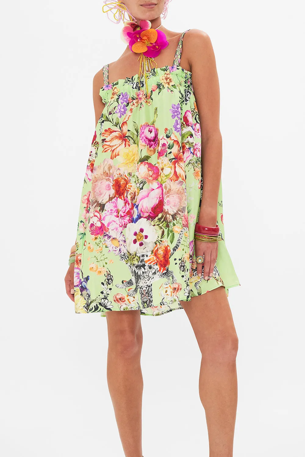 WIDE STRAP SHORT SUNDRESS PORCELAIN DREAM