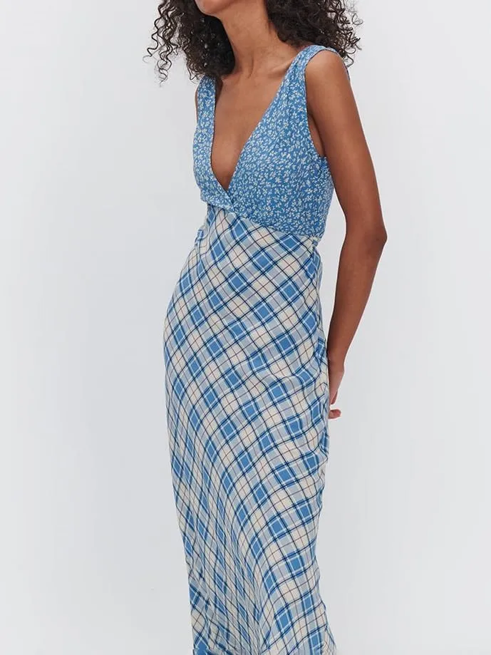 Women Y2k Deep V Neck Maxi Dress Casual Sleeveless Floral Flowy Long Tank Dress Summer Beach Boho Sundress