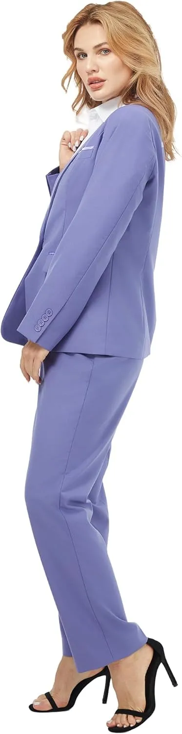 Women's 2 Piece Suit Notched Lapel One Button Slim Fit Business Office Work Tuxedo Blazer Pants Set