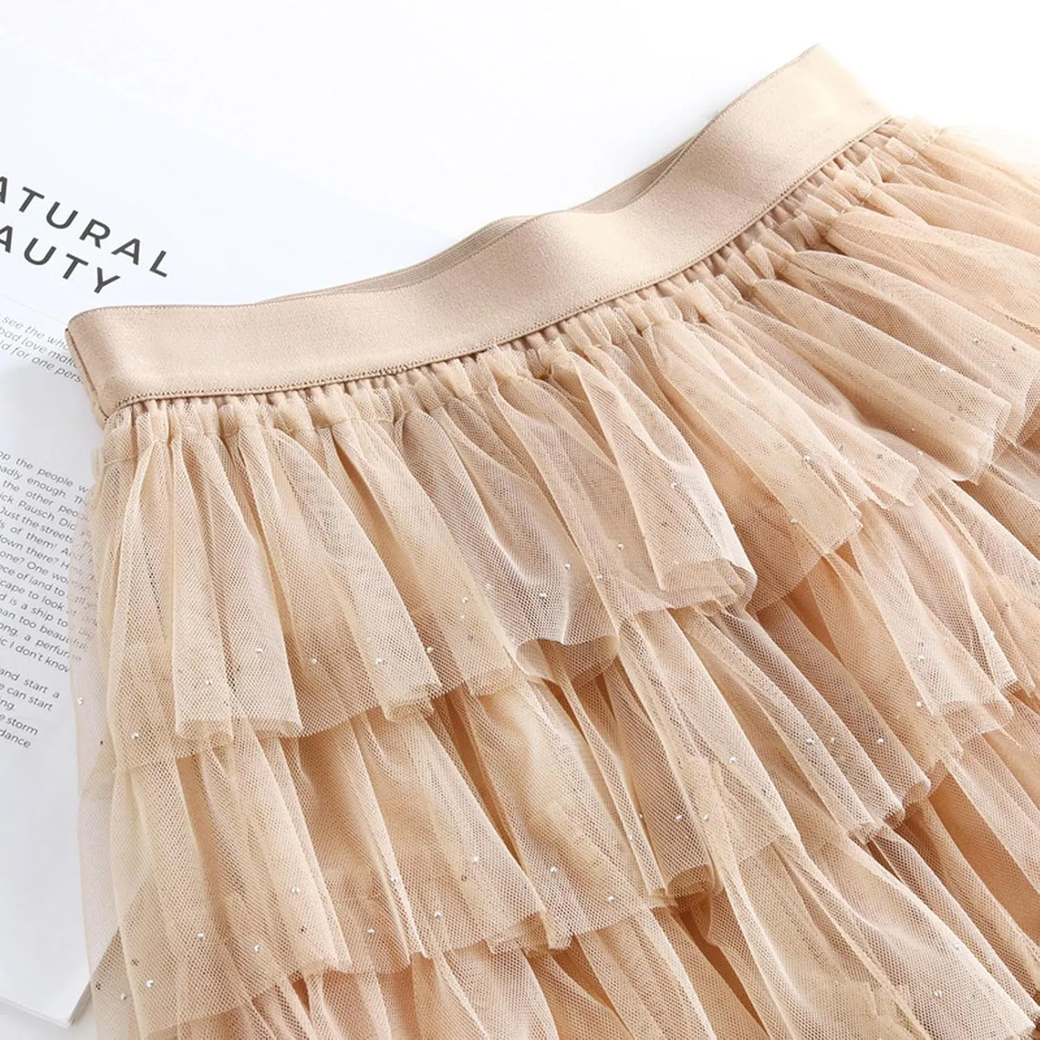 Women's Long Tulle Fairy Skirt Tiered Layered Ruffle Mesh Tutu Long Skirt Cute Cake Skirts