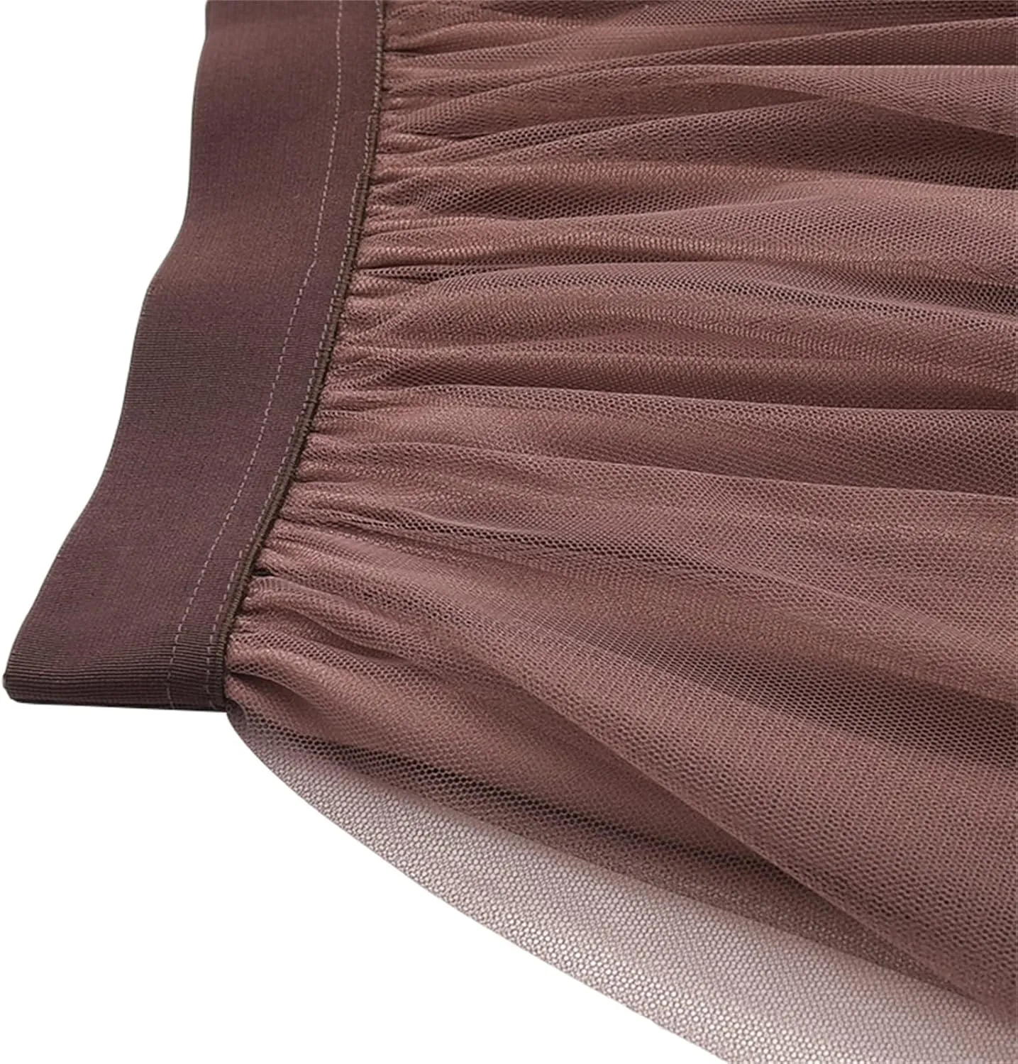 Women's Tulle Skirt Asymmetrical Pleated Elastic High Waist Layered Tutu Skirt Casual Cocktail Party A-Line Mesh Midi Skirt
