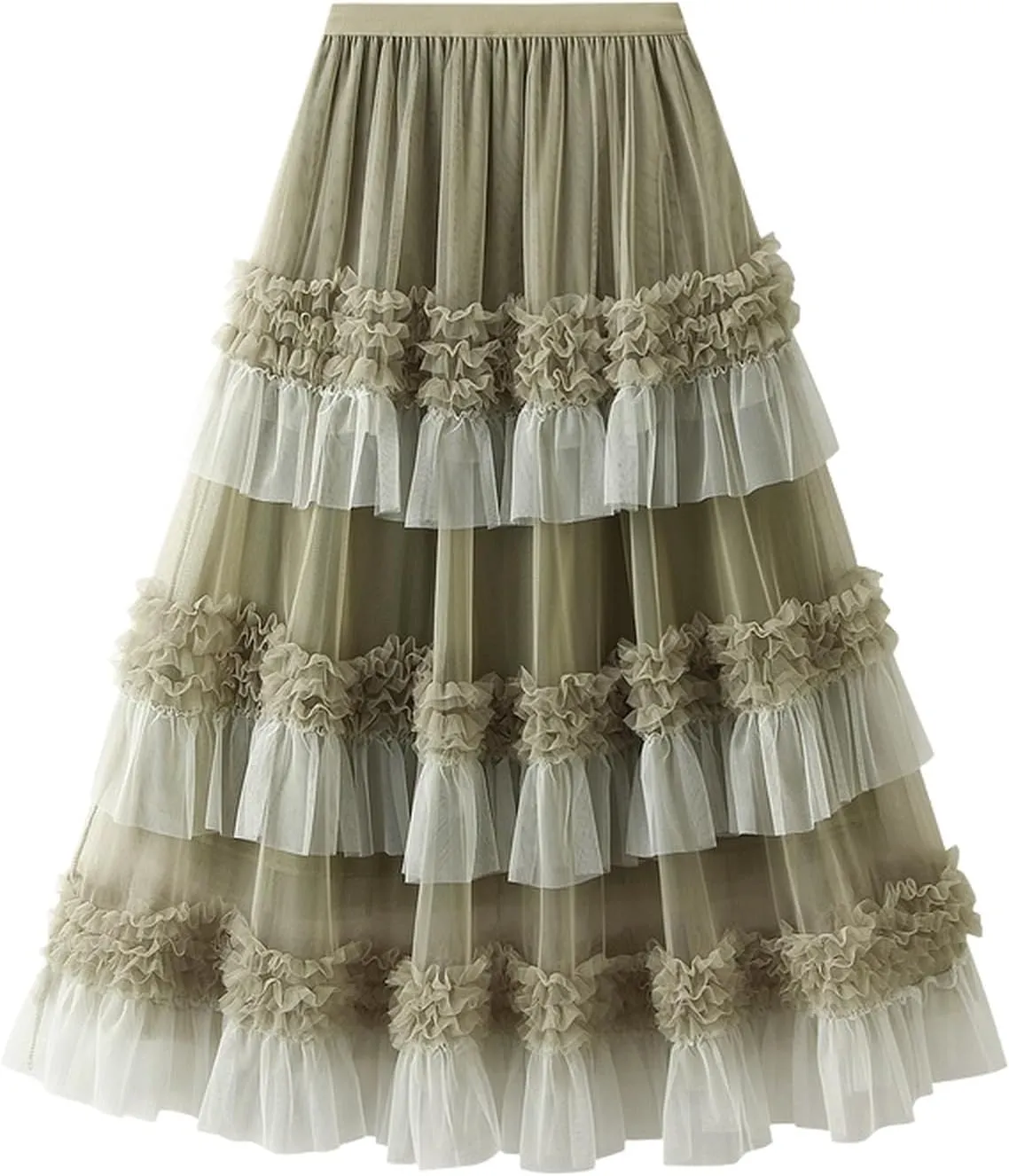 Womens Tulle Tutu Long Skirt Ruffle Tiered Layered Mesh Cake Skirts Promt Party Fairy Skirt
