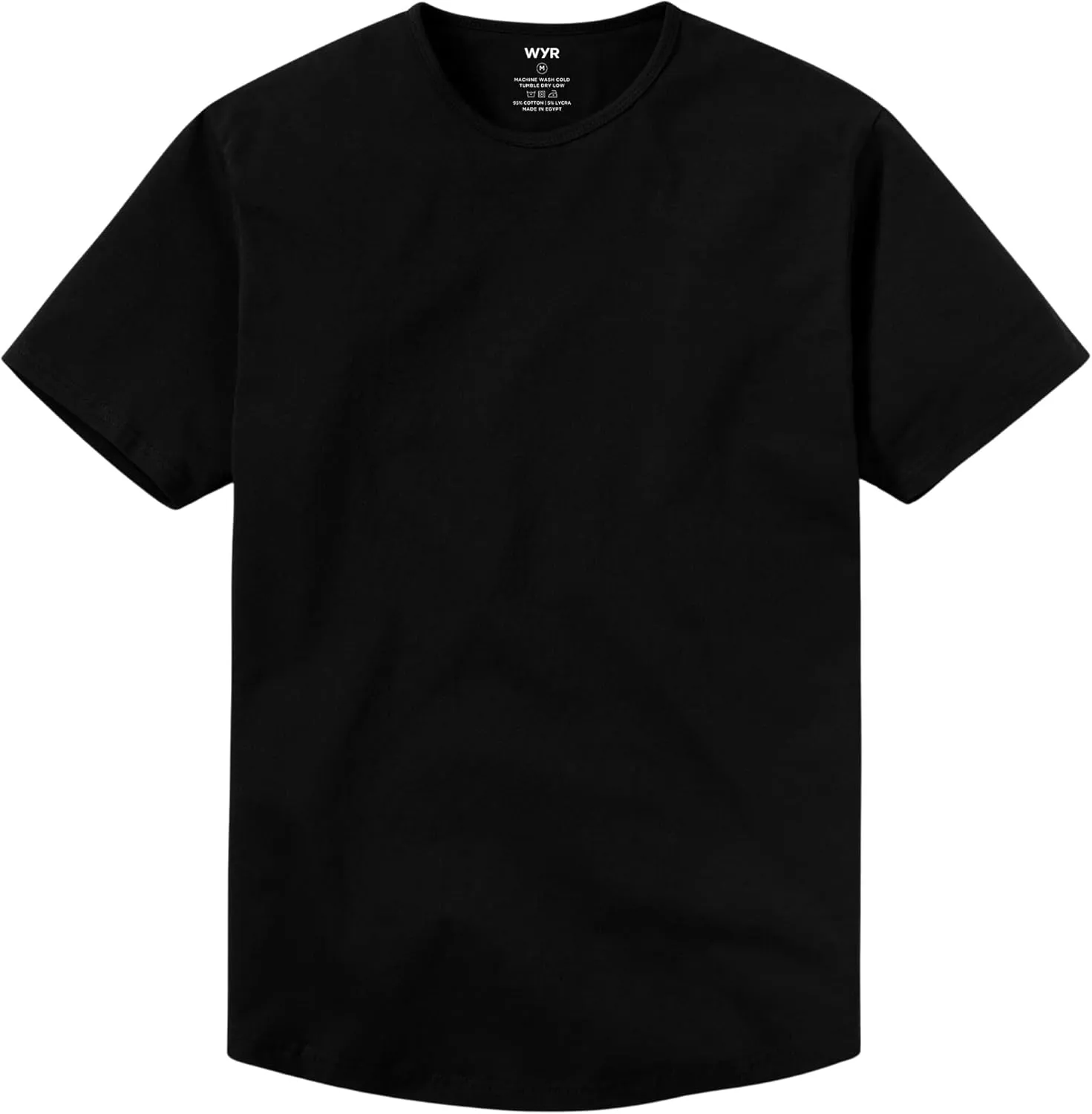 WYR Wear Mens Curve Crew  Fitted Short Sleeve T-Shirt with Curved Hem, Egyptian Cotton Tee Shirts for Men, Short Sleeve Tee