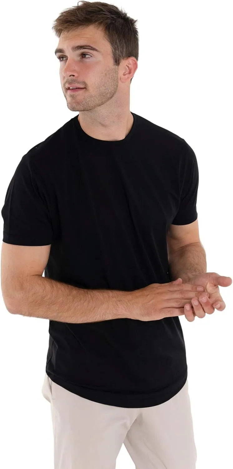 WYR Wear Mens Curve Crew  Fitted Short Sleeve T-Shirt with Curved Hem, Egyptian Cotton Tee Shirts for Men, Short Sleeve Tee
